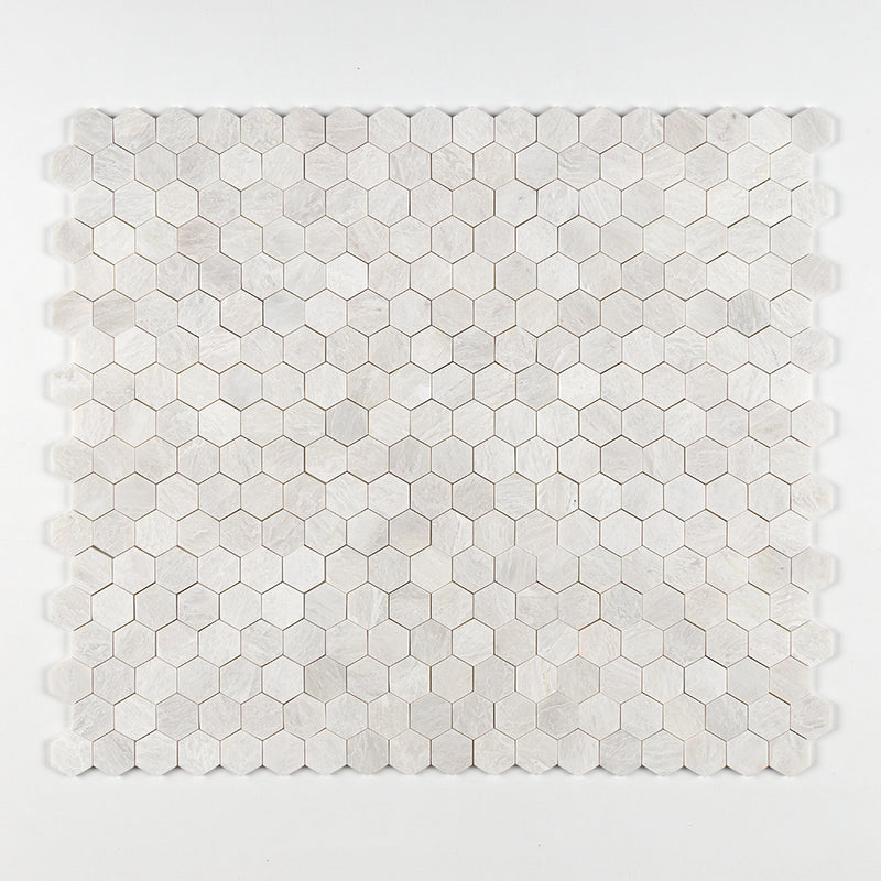 Siberian White Polished Hexagon Marble Mosaics 10 3/8x12 Marble Polished 12x12 Mosaics — 1