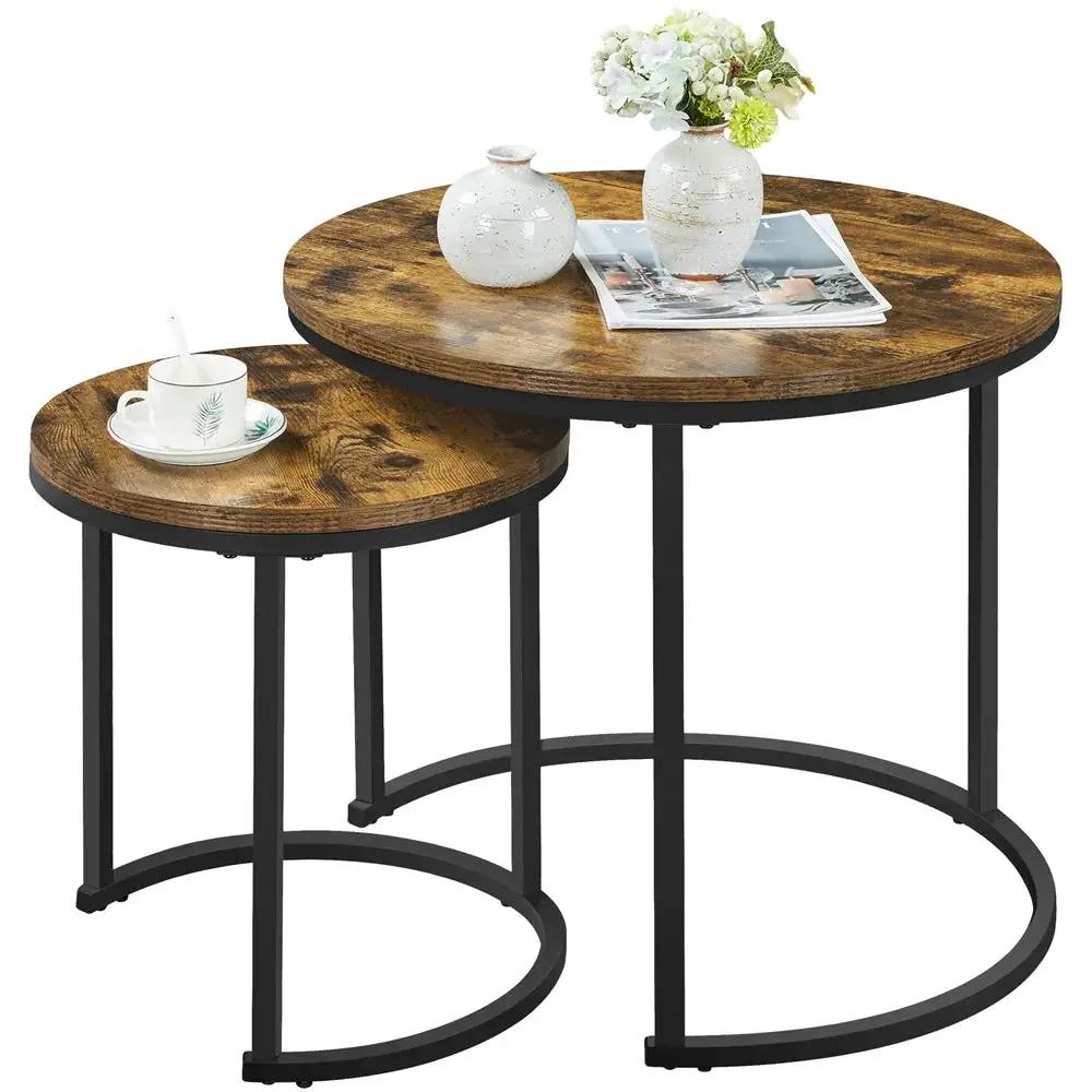Side Table - Rustic Wooden Brown by House Of Avana