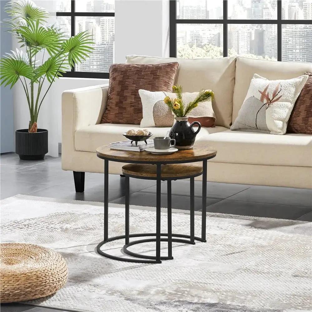 Side Table - Rustic Wooden Brown by House Of Avana
