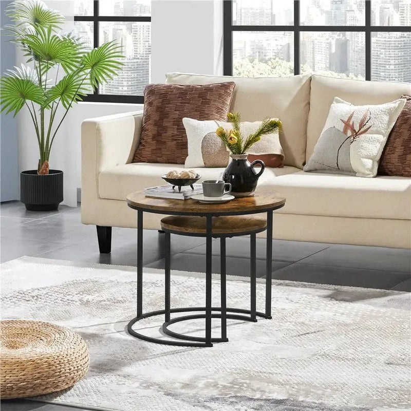 Side Table - Rustic Wooden Brown by House Of Avana