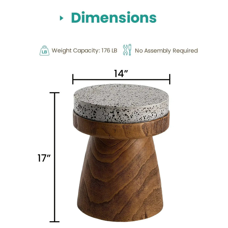 Side Table - Vintage Wooden Round by House Of Avana