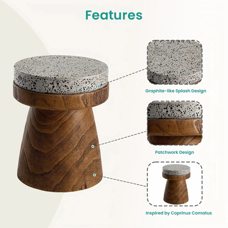 Side Table - Vintage Wooden Round by House Of Avana