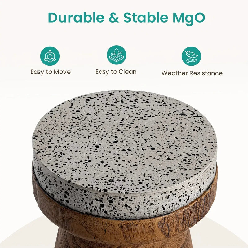 Side Table - Vintage Wooden Round by House Of Avana