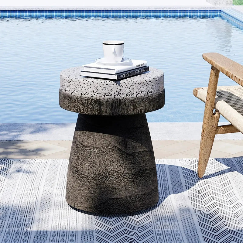Side Table - Vintage Wooden Round by House Of Avana