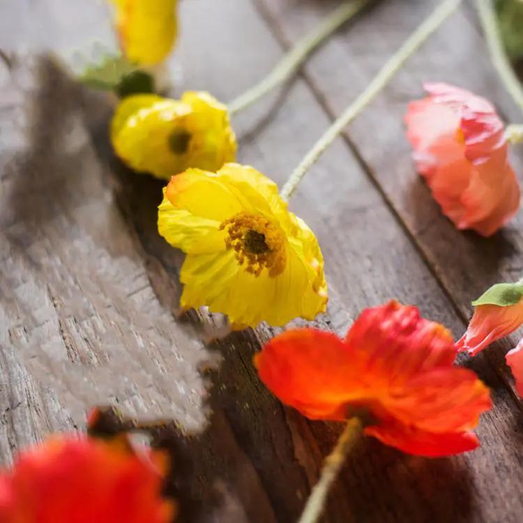 Silk Common Poppy Flower Stem 22" Tall by RusticReach