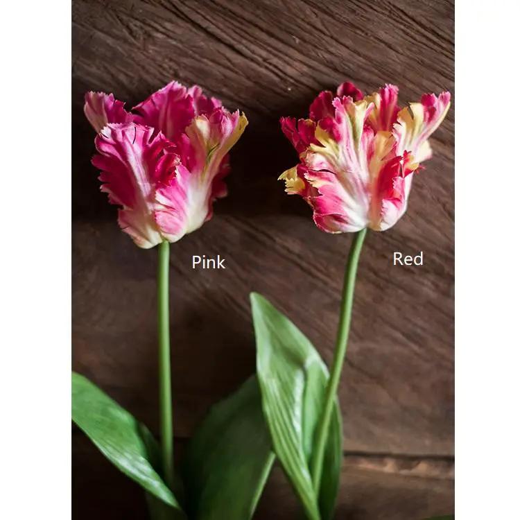 Faux Silk Flower Flame Tulip Stem 24" Tall by RusticReach