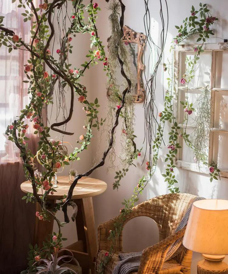 Artificial Silk Rose Vine 57" Long by RusticReach