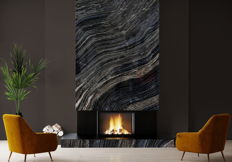 Silver Brown Wave Polished Marble Slab Random 1 1/4 room scene 2