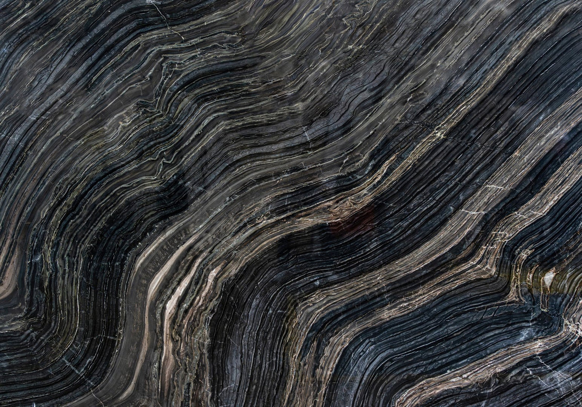 Silver Brown Wave Polished Marble Slab Random 1 1/4