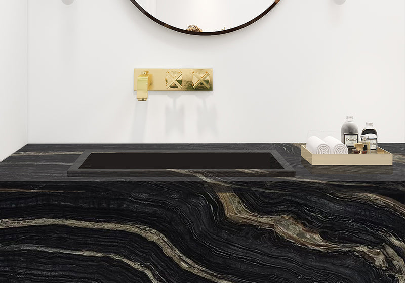 Silver Brown Wave Polished Marble Slab Random 3/4 room scene