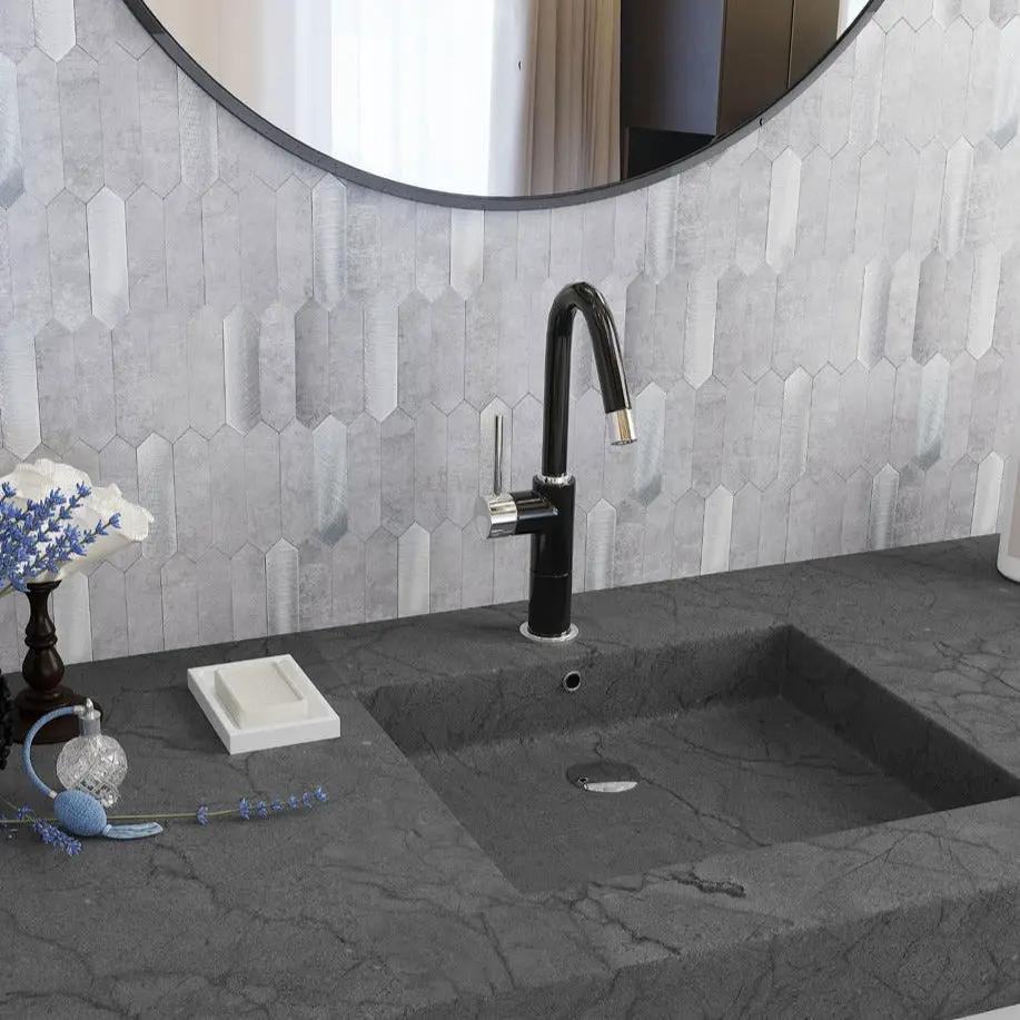 Gray 12x12 Honed Brick PVC Peel & Stick Tile (10 pack, 10 sq ft/case) by Apollo Tile