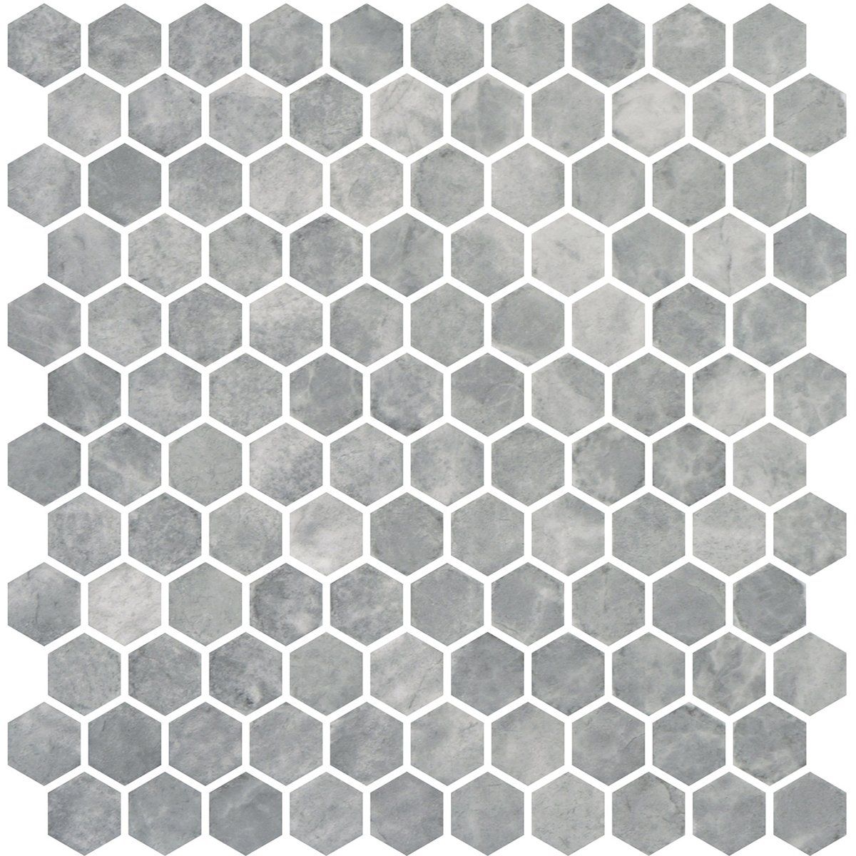 Silver Honed Hexagon Glass Mosaics 11 3/4x11 1/2 Glass Honed 12x12 Mosaics