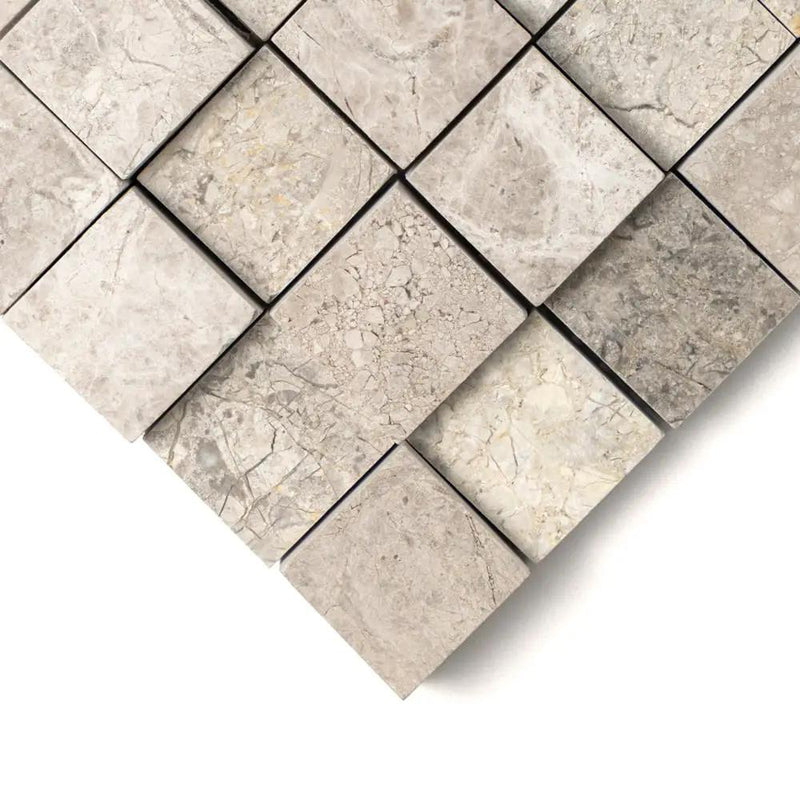 Silver Horizon Rock Face Forever Marble Mosaics 12x12 closeup 3