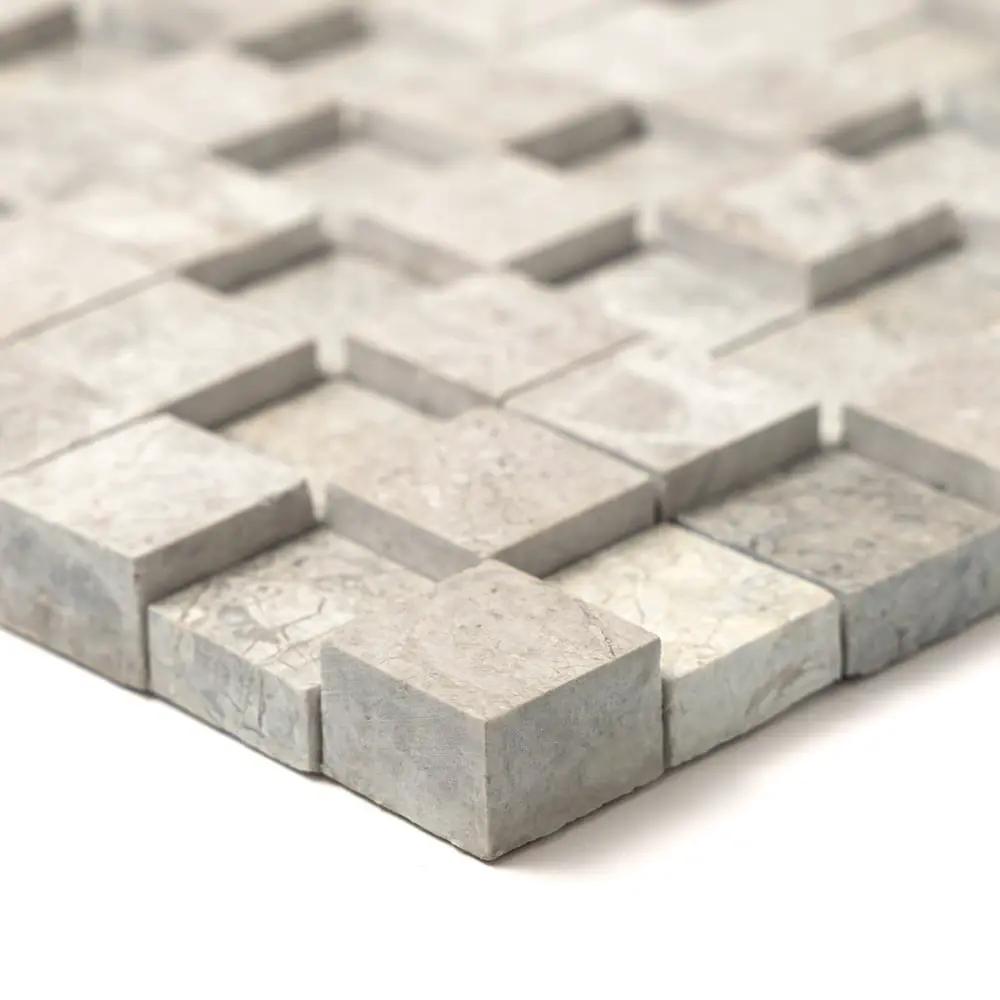Silver Horizon Rock Face Forever Marble Mosaics 12x12 closeup 4