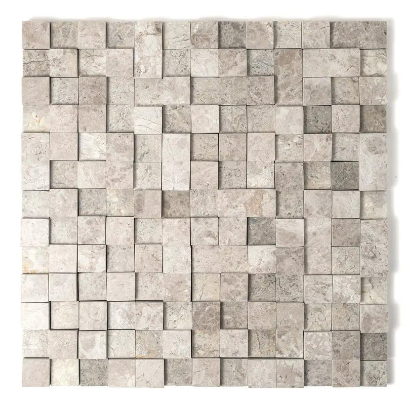 Silver Horizon Rock Face Forever Marble Mosaics 12x12