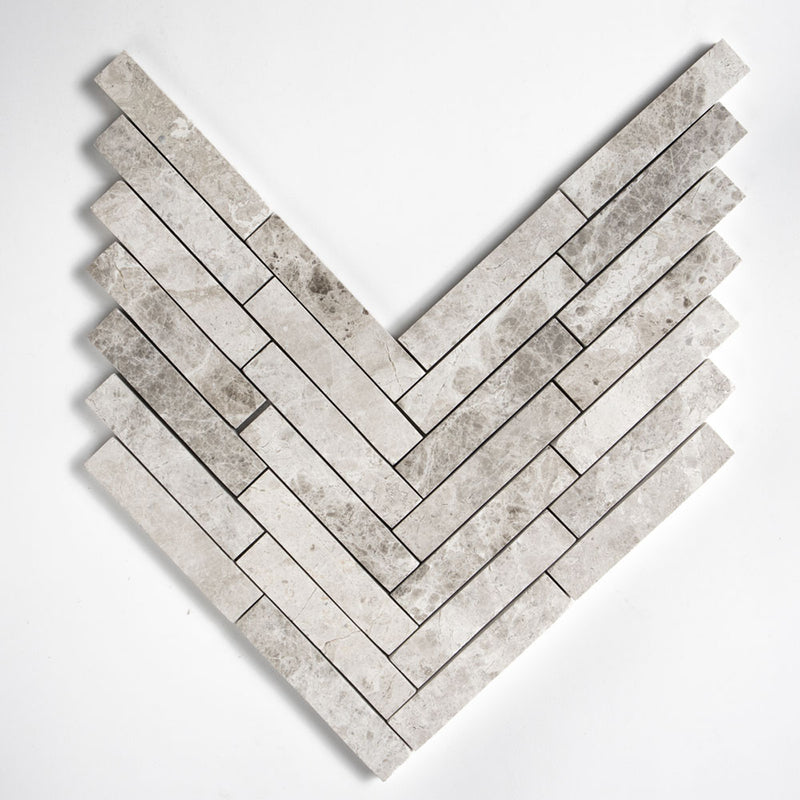 Silver Mystique Honed Large Espiga Marble Mosaics 10 1/4x12 3/4 Marble 14x14 Mosaics
