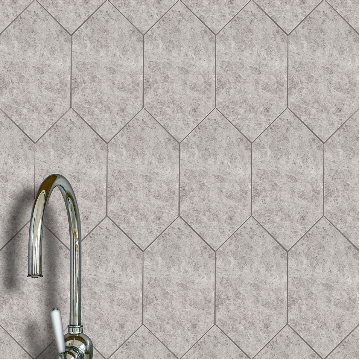 Silver Mystique Honed Large Hexagon Marble Tiles 6x12 Marble 6x12 Tiles — 2