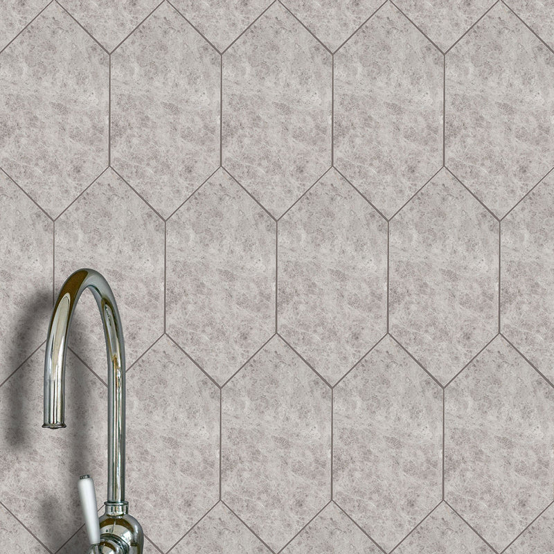 Silver Mystique Honed Large Hexagon Marble Tiles 6x12 Marble 6x12 Tiles — 2