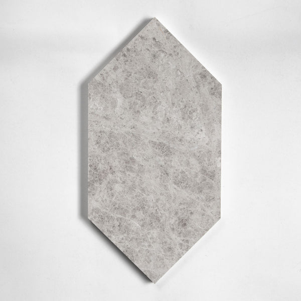 Silver Mystique Honed Large Hexagon Marble Tiles 6x12