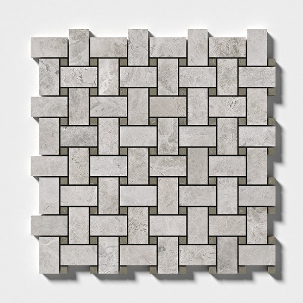 Silver Mystique Polished Basket Weave Marble Mosaics 12x12