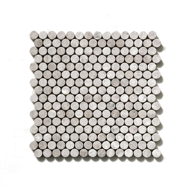 Silver Mystique Tumbled Penny Round Marble Mosaics 11 1/4x11 3/4