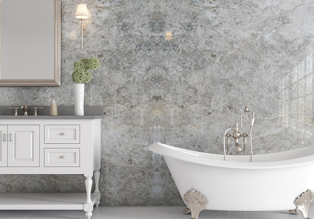 Silver Shadow Polished Marble Slab Random 3/4 room scene