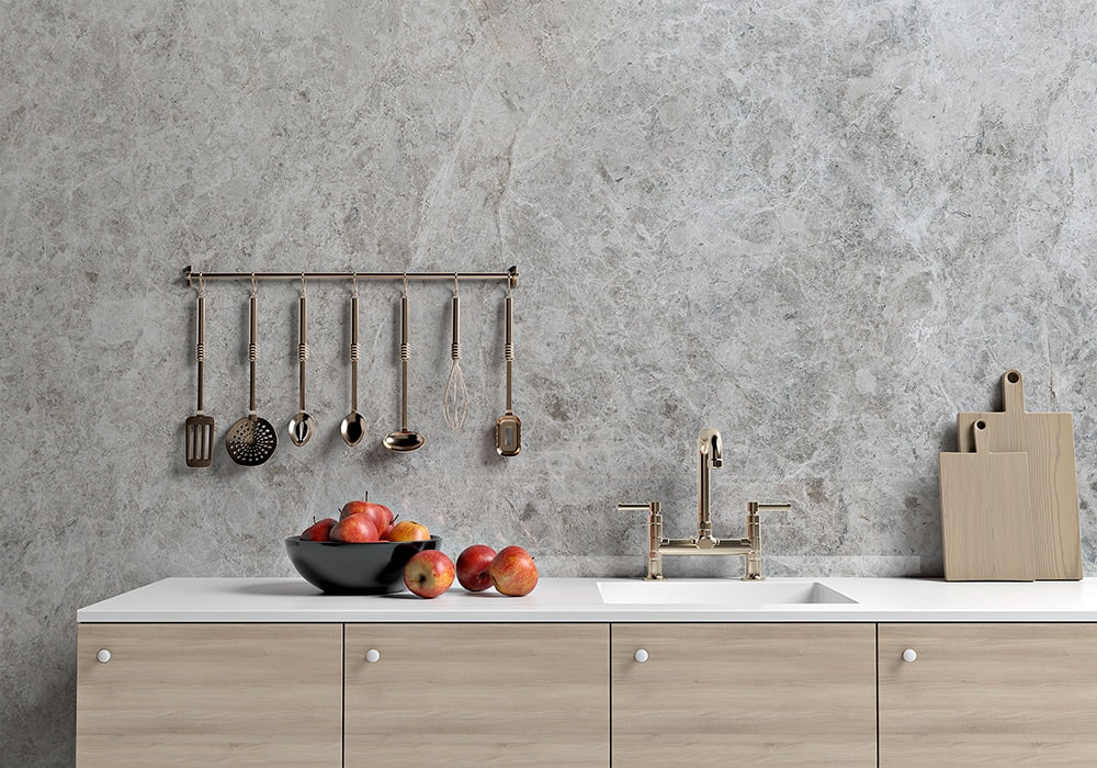 Silver Shadow Polished Marble Slab Random 3/4 room scene 2