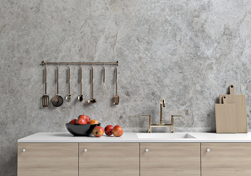 Silver Shadow Polished Marble Slab Random 3/4 room scene 2