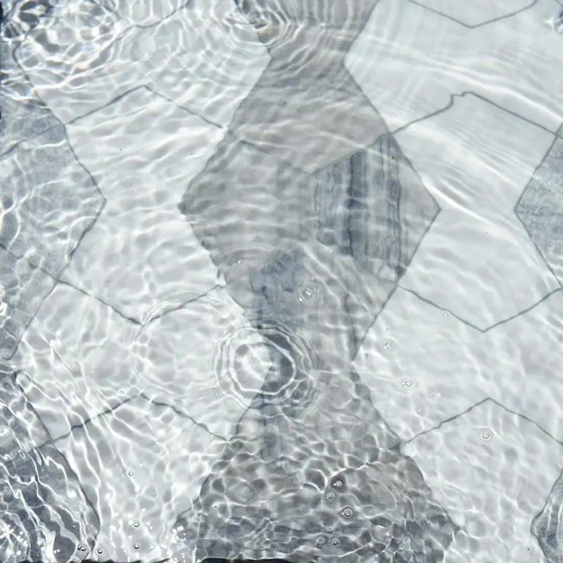 Silver Sky, Bianco Dolomite Multi Finish Cravat Marble Wall Decos 4 3/4x7 15/32 room scene 2