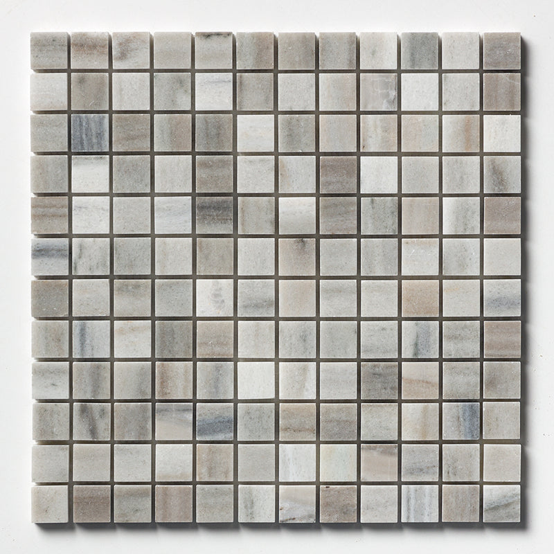 Silver Sky Honed 1x1 Marble Mosaics 12x12 Marble Honed 12x12 Mosaics