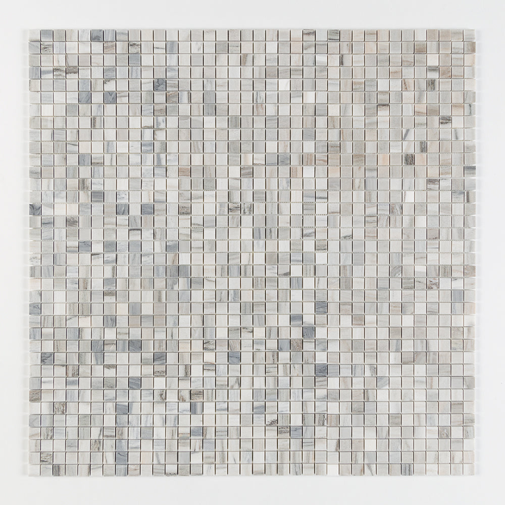 Silver Sky Honed 1x1 Marble Mosaics 12x12 Marble Honed 12x12 Mosaics — 1