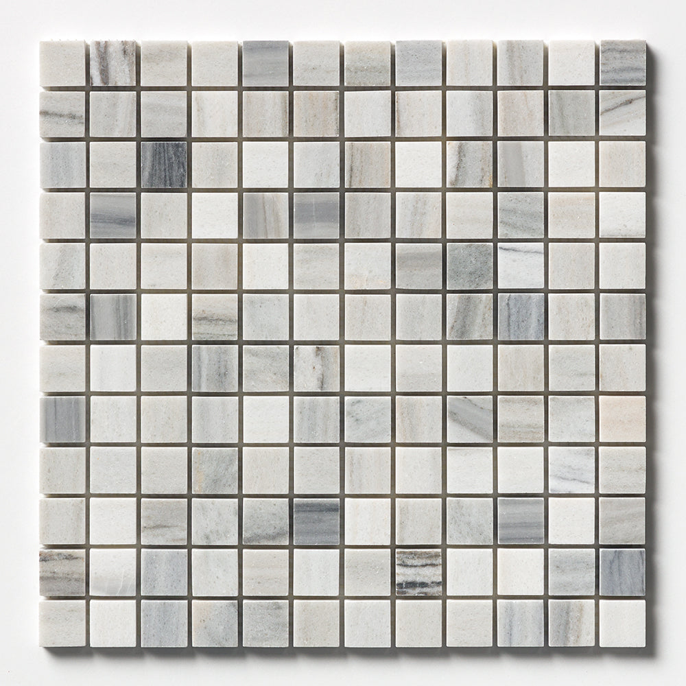Silver Sky Honed 1x1 Marble Mosaics 12x12 Marble Honed 12x12 Mosaics
