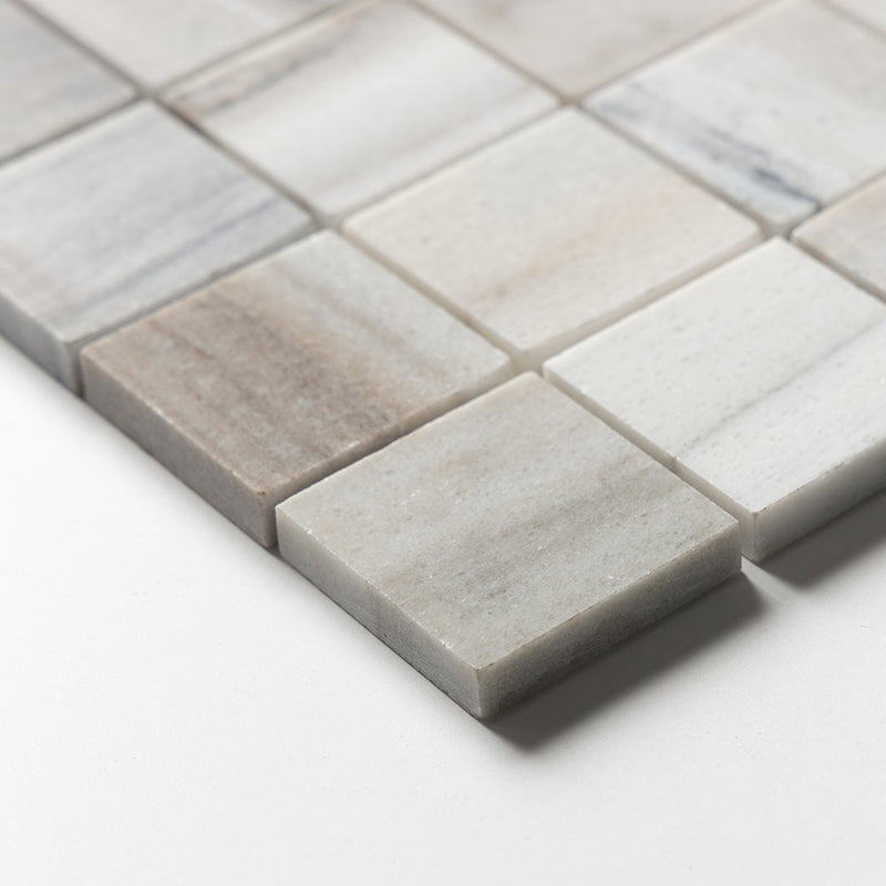 Silver Sky Honed 2x2 Marble Mosaics 12x12 Marble Honed 12x12 Mosaics — 4
