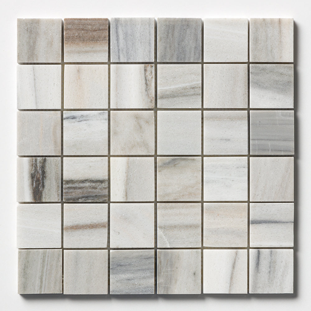 Silver Sky Honed 2x2 Marble Mosaics 12x12 Marble Honed 12x12 Mosaics