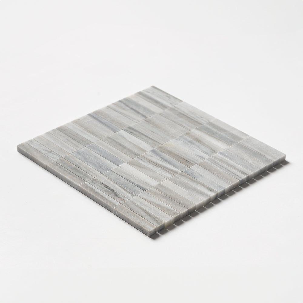 Silver Sky Honed 5/8x3 Marble Mosaics 12x12 Marble Honed 12x12 Mosaics — 2