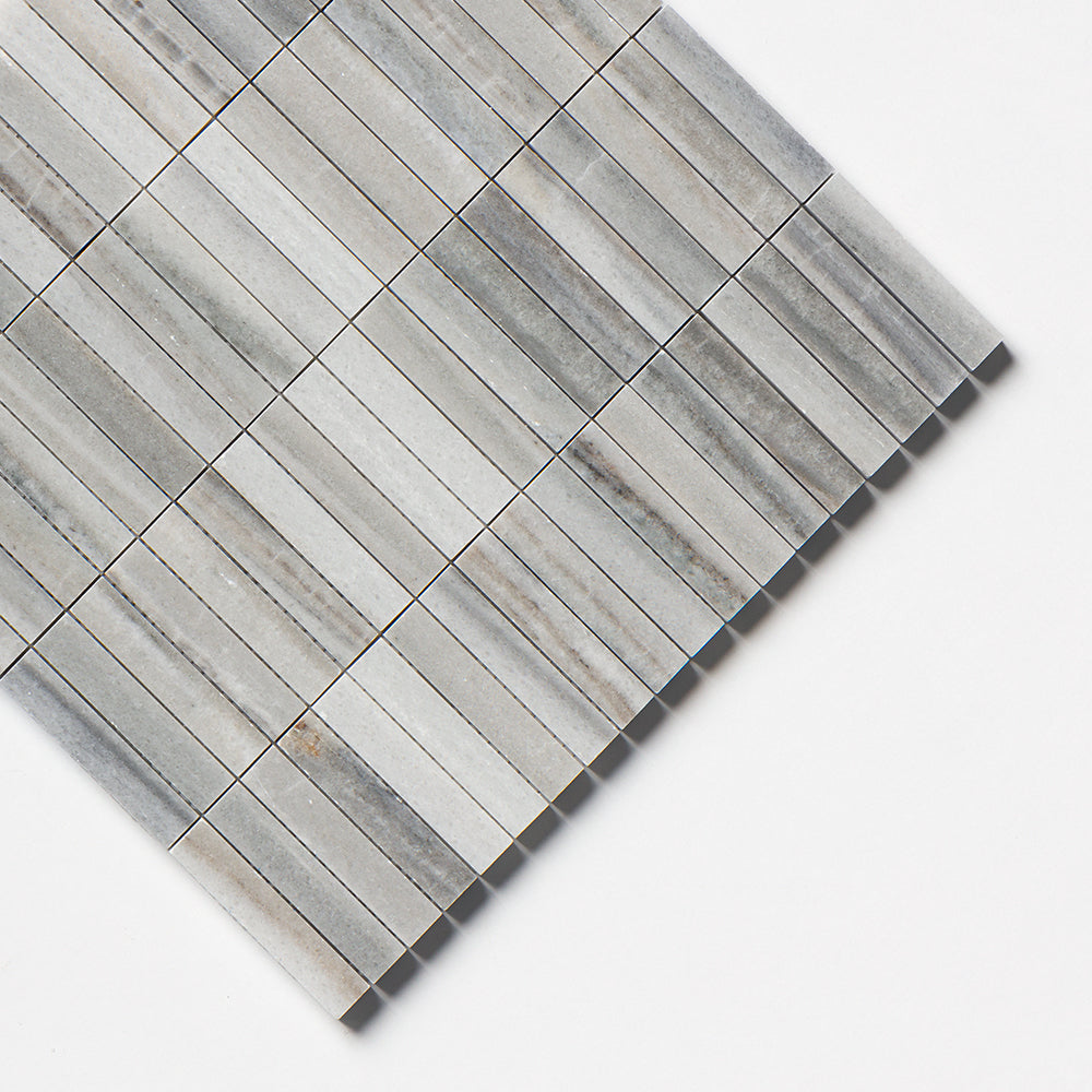 Silver Sky Honed 5/8x3 Marble Mosaics 12x12 Marble Honed 12x12 Mosaics — 3