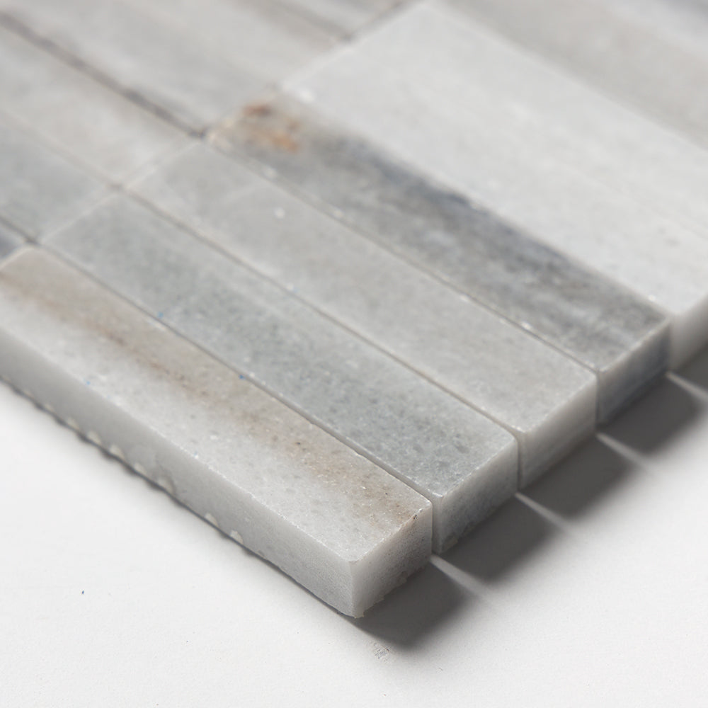 Silver Sky Honed 5/8x3 Marble Mosaics 12x12 Marble Honed 12x12 Mosaics — 4