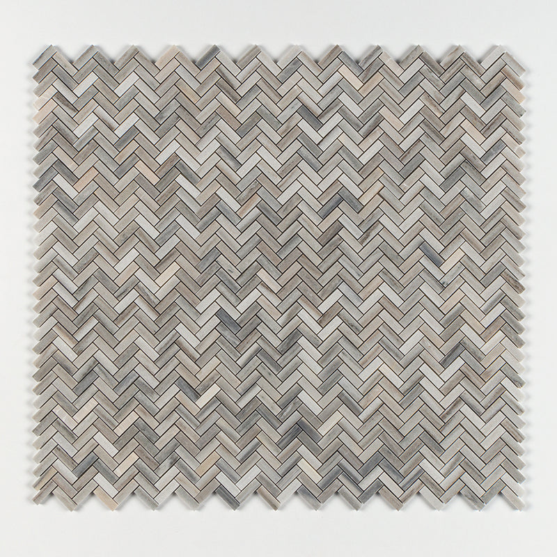 Silver Sky Honed Herringbone Marble Mosaics 10 7/16x12 13/16 Marble Honed 12x12 Mosaics — 1