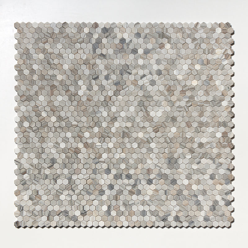 Silver Sky Honed Hexagon 1x1 Marble Mosaics 11 1/2x12 1/4 Marble Honed 12x12 Mosaics — 1