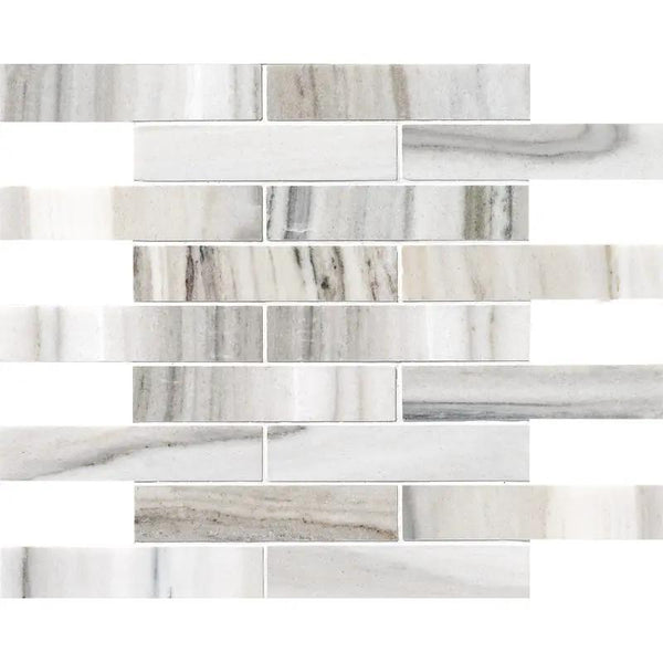 Silver Sky Polished 1 1/4x6 Marble Mosaics 12x12