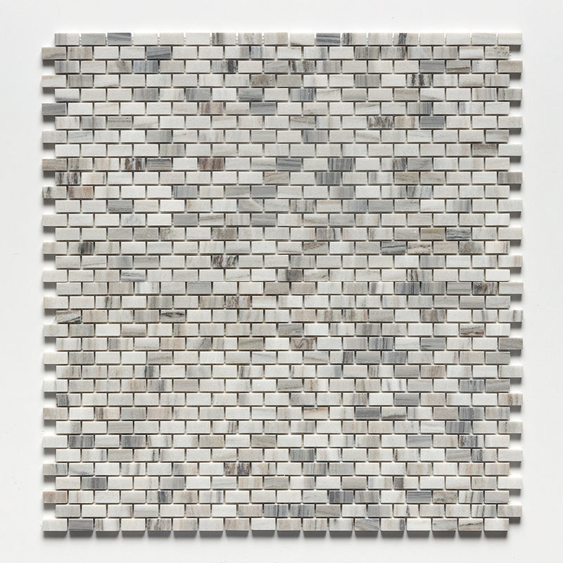 Silver Sky Polished 5/8x1 1/4 Marble Mosaics 12x12 Marble Polished 12x12 Mosaics — 1