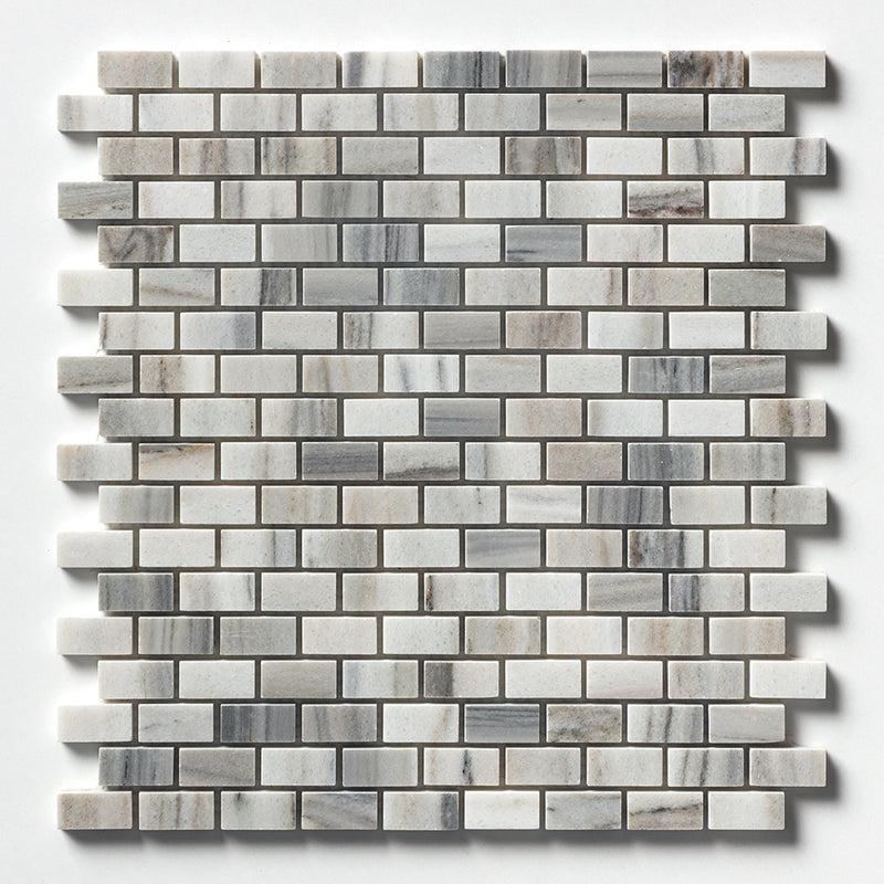 Silver Sky Polished 5/8x1 1/4 Marble Mosaics 12x12 Marble Polished 12x12 Mosaics