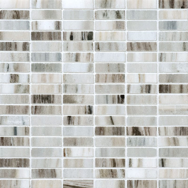 Silver Sky Polished 5/8x2 Marble Mosaics 12x12