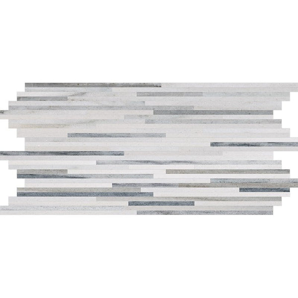 Silver Sky Polished Bamboo Marble Mosaics 6x12