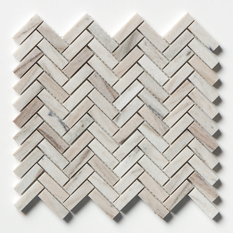 Silver Sky Polished Herringbone 5/8x2 Marble Mosaics 12 1/8x13 3/8 Marble Polished 12x12 Mosaics