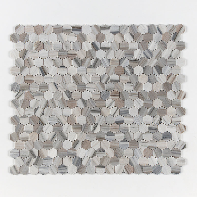 Silver Sky Polished Hexagon Marble Mosaics 10 3/8x12 Marble Polished 12x12 Mosaics — 1