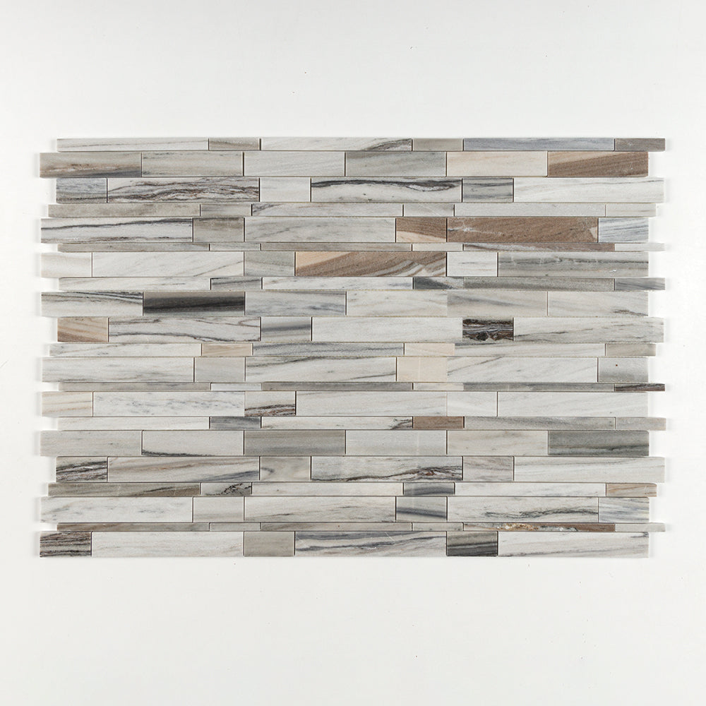 Silver Sky Polished Slides Marble Mosaics 12x16 Marble Polished 12x18 Mosaics — 1