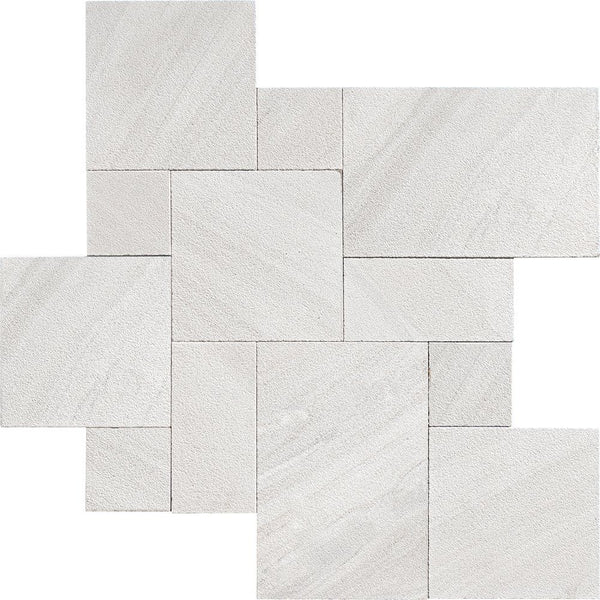 Silver Sky Textura Marble Pavers Versailles Pattern