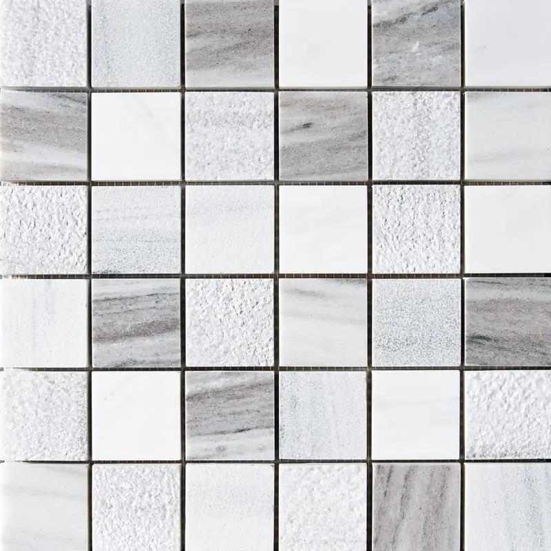 Silver Sky Textured 2x2 Marble Mosaics 12x12
