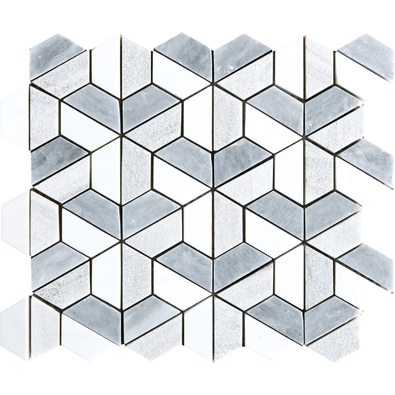 Silver Sky Textured 3d Hexagon Marble Mosaics 10 3/8x12 Marble Textured 12x12 Mosaics